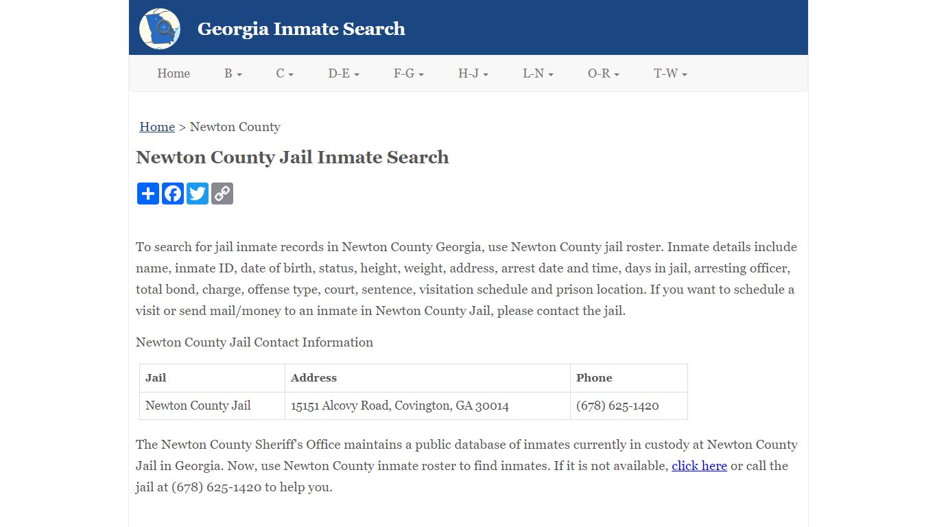 Newton County Jail Inmate Search